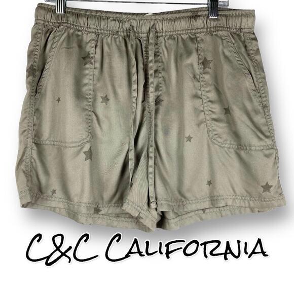 C&C California Star Shorts Patch Pockets Gray Womens Size L - Picture 1 of 11